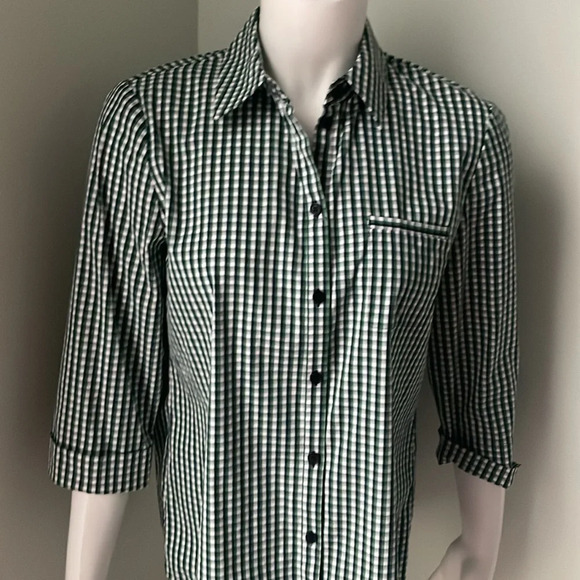 LAFAYETTE 148 NEW YORK Paget Gingham Blouse small - Picture 3 of 8